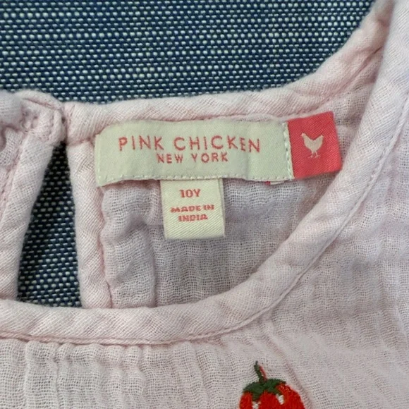 Pink Chicken Linen Muslin Ruffled Kids Top and shorts SET Strawberry 🍓 - Picture 2 of 8